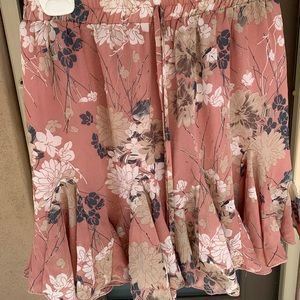 Pink floral flowy skirt with tie